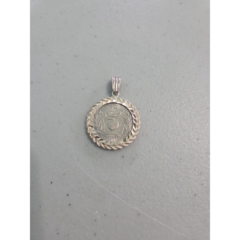 Sterling Silver Framed South Carolina State Quarter  Pendant 925